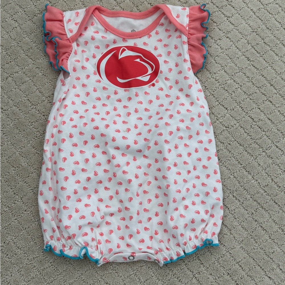 Penn State Nittany Lions Pink and White Ruffled One Piece Romper nwot